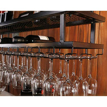 GJSN Cremagliera per Vino, Nero/Bronzo in Ferro Battuto Altezza Regolabile da Bancone da Bancone, Può Appendere Più Bicchieri da Vino,Nero,80 cm
