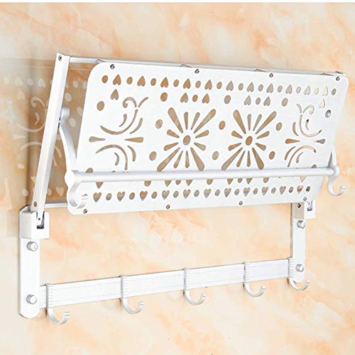 WLVG Portasciugamani Portasciugamani Portasciugamani Pieghevole con Ganci Spazio in Alluminio Accessori per Il Bagno 60 cm Argento