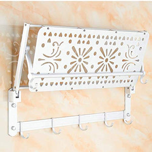 WLVG Portasciugamani Portasciugamani Portasciugamani Pieghevole con Ganci Spazio in Alluminio Accessori per Il Bagno 60 cm Argento