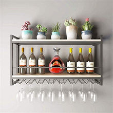Leifeng Tower Classico Wallmounted Legno e Iron & Wine Bottle Rack e Supporto di Vetro, 2 Livelli di Storage mensola della Parete della Decorazione 39.4 7.9 x21.6