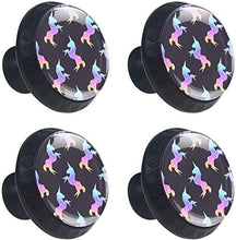 Geometrico Acquerello Unicorni Nero Pomelli per Porta Set di 4 Pomelli per Mobili Manopole per Cassetti Cucina Armadio Vetro