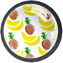 Ananas E Banane Su Sfondo Bianco Pomelli per Porta Set di 4 Pomelli per Mobili Manopole per Cassetti Cucina Armadio Vetro