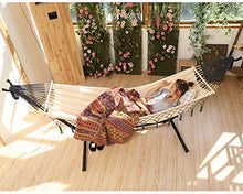 FDSZ Amaca in Cotone Doppia Portatile con Supporto in Metallo Pesante, stoccaggio Pieghevole, carico Massimo 250 kg, può Essere utilizzato per Il Giardino Camping Terrace Swing Beach Travel