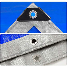BORNET Telone in PE Ispessito Panno Antipioggia Isolante Termico Bifacciale Impermeabile per Esterni Tendalino Parasole E Telone Antipioggia in Plastica per Camion Telo Tenda Blu Argento,2x5m
