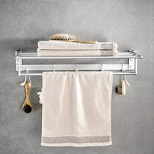 Portasciugamani Alluminio di alta qualità Towel Rack pieghevole Titolare del tovagliolo montato stoccaggio Scaffale con 5 ganci mobili della stanza da bagno stand Porta Salviette ( Dimensione : 60cm )