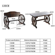 Panchina retrò in legno con ruota di carro per patio - Panca per veranda da giardino all'aperto, sedie da balcone in legno massello antisettico e panche da cortile per il tempo libero con schienale