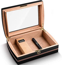 RVTYR Cigar Box - Finestra Trasparente Cigar Box Mellow Legno di Cedro Vetro Piano Vernice Cigar Humidor Cigar Cabinet Nero Cigar Box umidificatore per sigari DXSUYT (Color : A)