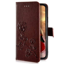 Robinsoni Cover Compatibile con Samsung Galaxy J730 Case Scintillare Glitters Lucido Portafoglio Libro Custodia Rosa Stampato Pelle PU Libretto Cover Foglio Flip Magnetica Fiore Caso, Marrone