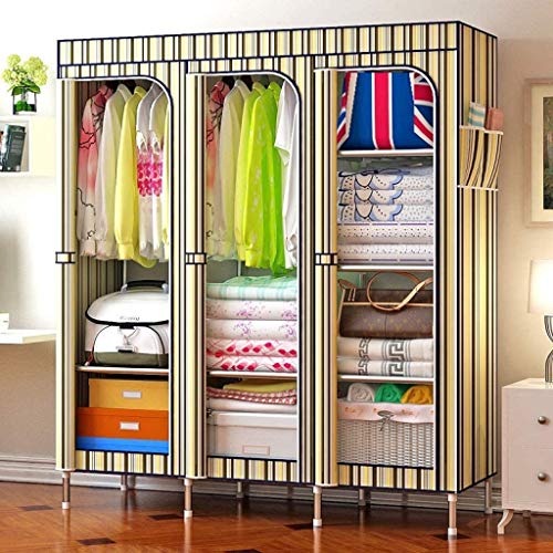 Guardaroba Semplice - Semplice Moderno economia, Acciaio Tubo di Ispessimento/Rinforzo armadietto Tessuto, armadi for Camera da Letto, 18.1inx50.4inx 68.9in FANJIANI