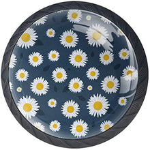 White Little Daisy Pattern Grigio scuro Pomelli per Porta Set di 4 Pomelli per Mobili Manopole per Cassetti Cucina Armadio Vetro