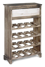 ts-ideen Cantinetta Portabottiglie in Legno Effetto Consumato per 16 Bottiglie Completa di cassetto Porta Accessori