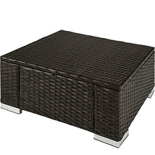 TecTake 800768 Pouf in Polyrattan, Confortevole Cuscino, Resistente alle Intemperie - Disponibile in Diversi Colori - (Marrone Mixed | No. 403404)