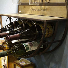 LXH-SH Cremagliera del Vino Nana Wine Rack Legno massello Tondo Parete Multifunzionale calici Filo di Ferro 5 Bottiglie retrò Parete Europea scaffali Vino contatore