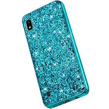 Saceebe Compatibile con Galaxy A10 Custodia Silicone TPU Paillettes Glitter Strass Silicone TPU Case PC Coperture [placcatura bordo] Bumper Case Ultra Sottile Antigraffio,blu&