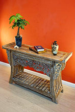 Jambi - Cassettiera in legno di teak massiccio, 120 cm, con intaglio