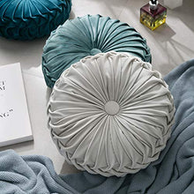 Ynester - Cuscino rotondo, in velluto tinta unita, per sedia, divano, zucca, cuscino rotondo a pieghe, per casa, letto, auto, decorazione da pavimento (grigio chiaro)