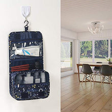 TREESTAR Strisce Floreali Borsa da Viaggio Impermeabile Custodia di Grande capacità Caso Cosmetico Borsa Cosmetica per Il Lavaggio Portatile con Gancio per Uomini Donne Che Viaggiano (Navy)
