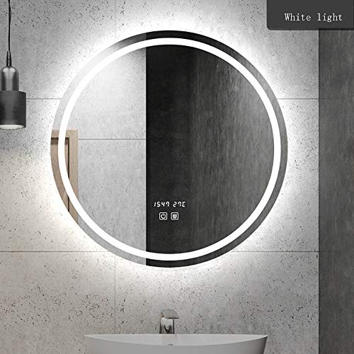 Wall mirror Specchio Luminoso a LED Specchio da Bagno Rotondo Specchio da Bagno a Parete Specchio da Bagno retroilluminato Intelligente con Specchio per Il Trucco Anti-Appannamento Leggero