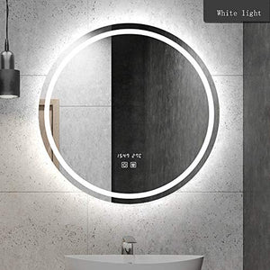 Wall mirror Specchio Luminoso a LED Specchio da Bagno Rotondo Specchio da Bagno a Parete Specchio da Bagno retroilluminato Intelligente con Specchio per Il Trucco Anti-Appannamento Leggero