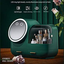 Portaoggetti per organizer per trucco, Contenitore per cosmetici con luce da specchio a LED dimmerabile e ventilatore, Scatola per gioielli Specchio portaoggetti per,Pink
