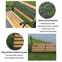 GaoF Panchina da Giardino panchina in Legno massello, Sedia con Schienale per Veranda da Giardino, Panca con mobili da terrazza in Legno massello anticorrosivo in ghisa, può ospitare 2-3 Persone