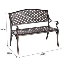 Panchina da giardino per il tempo libero all'aperto da 40 pollici, Panche da terrazza resistenti alle intemperie in alluminio pressofuso al 100%, Panca da cortile retrò a 2 posti con cuscini
