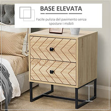 HOMCOM Cassettiera con 2 Cassetti Motivo a Onde Stile Vintage Design Scandinavo Combinazione di MDF e di Pannello Truciolare 48x39.5x60cm