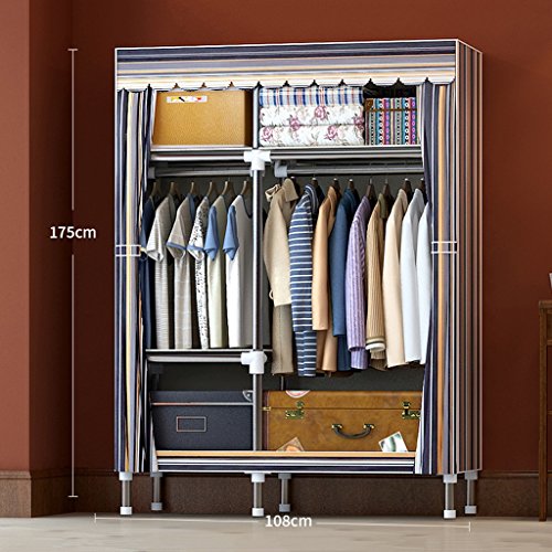 Guardaroba pieghevole Mmm& Armadio di stoccaggio Semplice in Tessuto Armadietto di Rinforzo in Tubo d'Acciaio Semplice Moderno ed Economico (Colore : #3, Dimensioni : 108 * 46 * 175cm)