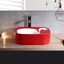 Semplice lavabo in Ceramica Rosso e Bianco sopra Il lavandino della Famiglia Lavabi