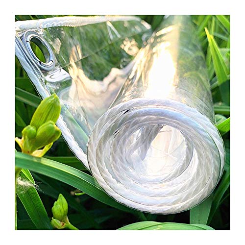 GDMING Telone Occhiellato Trasparente, Robusto 100% UV E Impermeabile Tela Cerata，per All'aperto Pianta Antipioggia, (400gsm) PVC Copertura per Mobili da Giardino, 50 Dimensioni