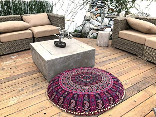 Ganesham Indiano Pouf ottomano Bohemien copricuscino Gatto Letto Boho Seating Pouf 32 x 32