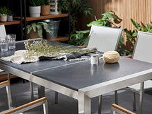 Beliani Set da Giardino Tavolo Piano Basalto Fiammato 6 Sedie Beige 180 x 90 cm GROSSETO