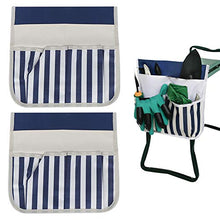 YCSD 2PCS Sgabello da Giardino per Sgabello da Giardino Borsa da Appendere Borsa da Sospensione Durevole in Tessuto Oxford （Striscia Bianca Blu）