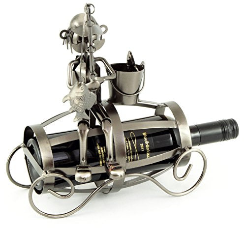 Porta bottiglia PESCATORE bottiglie supporto regalo per pescatori