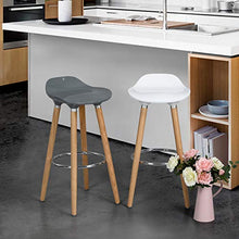 Homy Casa Set of 2 Bar Stools White with Footrest Wooden Frame - Jasmine Scandinave Bar Chairs
