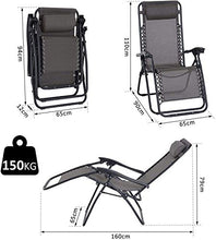 Cienfuegos Sdraio pieghevole multiposizione da giardino/esterno, 90 x 65 x 114 cm, grigio