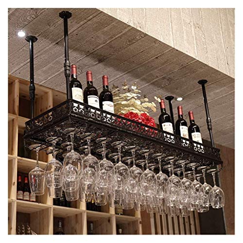 ZHXYY Portabicchieri da Vino da Recinzione, portabicchieri, portabicchieri da Vino, portabottiglie da Appendere, portabicchieri da Vino da Bar, Appendiabiti da Vino a Testa in Giù (Colore: Nero, d