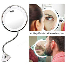MMWYC Specchio cosmetico Illuminato a LED con Specchio ingranditore for Il Bagno Specchio cosmetico con Ventose Specchio da Viaggio con Rotazione a 360 Gradi