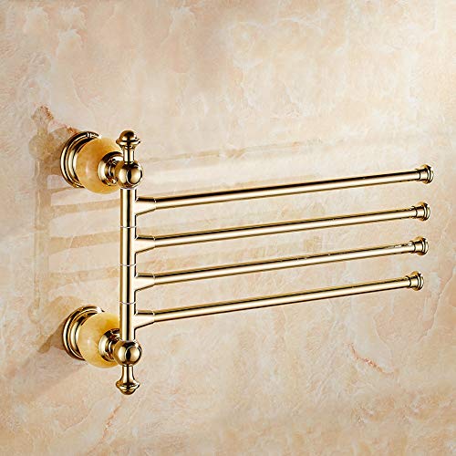 Rishx Portasciugamani Mobile in Bronzo Antico da 4 Bar Europeo Lusso Regolabile in Acciaio Inox con Base in Marmo mensola Porta Asciugamani Accessori per Il Bagno portasciugamani