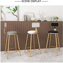 BDLYZ Yxsd - Sgabello da bar in morbido velluto imbottito con schienale schienale e altezza sgabello con gambe dorate, finitura metallo/ferro (dimensioni: 75 cm)