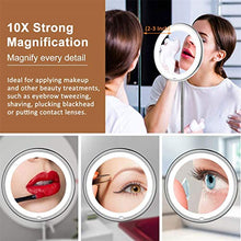 Hbao Guideck Flessibile 6.8"10x Specchio di Trucco Illuminato a LED a LED a LED a 360 Gradi a 360 Gradi, Specchio da Viaggio a Batteria a Batteria