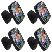 Foglie di palma leopardo e fiori esotici Pomelli per Porta Set di 4 Pomelli per Mobili Manopole per Cassetti Cucina Armadio Vetro