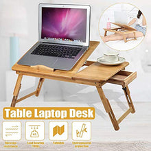 Tavoli da picnic Tavolo pieghevole, Bamboo Pieghevole Laptop Desk Tabella Tabella Tabella regolabile Colazione per la colazione del vassoio del vassoio del vassoio con cassetto che lavora nel letto di