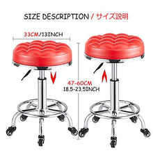 Sgabelli Rotondo Roulette -Sgabello Girevole -sedie da Negozio,Spa Lounge Design Moderno,con Ruote,Palla Cast Bar, Regolabile 47-60cm,Sedia da Negozio Beauty Barber Schienale Rosso