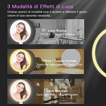 Ckeyin Specchio Per Il Trucco Luminoso, Specchio Ingranditore Ricaricabile 1X / 7X e 42 Luci a Led,Specchio Per Illuminazione Da Viaggio,Specchio Per Il Trucco Da Tavolo Portatile,3 Colori Dimmerabili