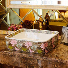 Jgophu Lavabo da appoggio quadrato Lavabo in ceramica sanitaria per ingrandire il fiore del lavandino.