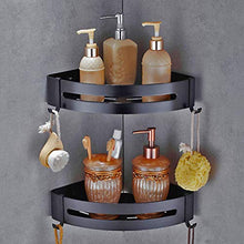 A sixx Portaoggetti angolare per Doccia, portaoggetti monostrato per Bagno in Alluminio Spaziale, portaoggetti da Parete per Doccia/Cucina/WC - Nero