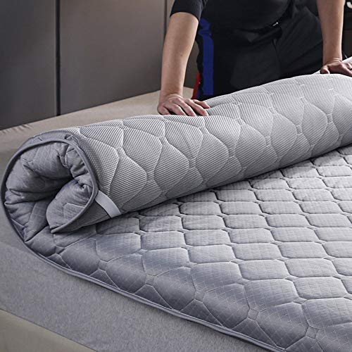 Sleeping Tatami - Materassino pieghevole spesso Futon, morbido e spesso, per dormitorio studentesco giapponese, per campeggio, grigio, regina