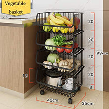 &ripiano di stoccaggio Scaffalature Multifunzione Casa Soggiorno Camera 4 strati Cucina Verdura Cestello portaoggetti Carrello portaoggetti con ruote Scaffale portaoggetti nero Scaffale di finitura