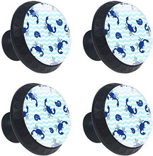 Onda blu-chiaro del granchio blu reale Pomelli per Porta Set di 4 Pomelli per Mobili Manopole per Cassetti Cucina Armadio Vetro